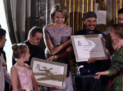 Queen Mathilde of Belgium pictured during a ceremony to award the Queen Mathilde Award 2018, in Brussels, Wednesday 16 May 2018. The winner of the Queen Mathilde award is selected by a youth jury from one of the thirteen Queen Mathilde Foundation projects  ERICxLALMAND 05346940