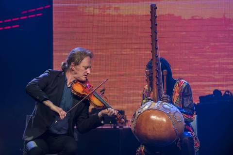 Violinist Wouter Vandenabeele performs with Tamala on stage at the concert with winners of the 15th edition of the Les Octaves de la Musique music awards ceremony, Monday 28 May 2018 in Brussels.  LAURIExDIEFFEMBACQ 05355255