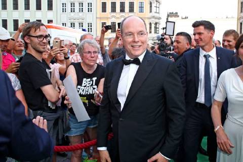 Europäischer Kulturpreis. Fürst Albert II. von Monaco ( Albert Alexandre Louis Pierre Rainier Grimaldi ) anläßlich der Verleihung des Europäischen Kulturpreises am 09.06.2018 in der Frauenkirche Dresden. 20180608BOS0085