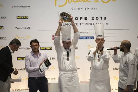 June 12, 2018 - Turin, Piedmont, Italy - Turin, Italy-June 12, 2018: Award ceremony for the Bocuse d Or competition, the world s most famous international cooking competition in Turin. 20 international chefs face off to win a place in the January world final in Lyon Turin Italy - ZUMAg210 20180612_zbp_g210_165 Copyright: xStefanoxGuidix