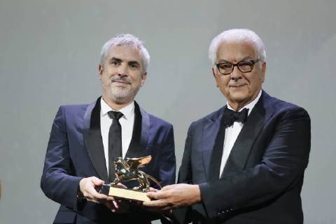 VENICE - September 8: Alfonso Cuaron and Paolo Baratta on September 8, 2018 in Venice, Italy.(By Mark Cape Insidefoto) markxcape