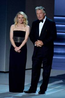 Kate McKinnon (L) and Alec Baldwin onstage during the 70th annual Primetime Emmy Awards at the Microsoft Theater in downtown Los Angeles on September 17, 2018.  LAP201809171016 JIMxRUYMEN
