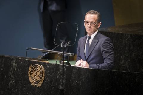 News Themen der Woche KW39 News Bilder des Tages Bundesaussenminister Heiko Maas, SPD, haelt seine Rede vor den Vereinten Nationen in New York, 28.09.2018. Heiko Maas nimmt an der 73. Generalversammlung der Vereinten Nationen (United Nations) teil. New York USA