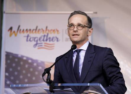 News Themen der Woche KW 40 News Bilder des Tages Bundesaussenminister Heiko Maas, SPD, bei seiner Rede anlaesslich des Empfangs in der Deutschen Botschaft Washington zum Tag der Deutschen Einheit. Washington 03.10.2018 Washington USA