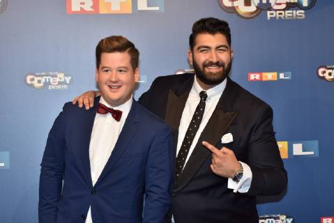 Comedian Chris Tall, l-r, und Faisal Kawusi kommt am 07.10.2018 in Köln zur Verleihung des Deutschen Comedy Preis 2018.