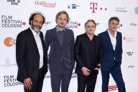 Luca Guadagnino, Lars Eidinger, Chris Martin und Pawel Pawlikowski bei der Verleihung der Film Festival Cologne Awards 2018 auf dem 28. Film Festival Cologne im Filmpalast. Köln, 12.10.2018