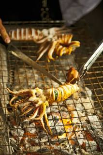 squid on a barbeque at a street market in Thailand, Chiang Mai Chiang Mai Thailand Copyright: HennxPhotography HETH000386