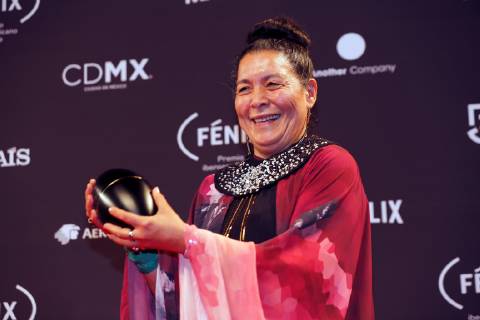 Colombian actress Carmina Martinez with the Fenix Award, in Mexico City, Mexico, 7 November 2018. Colombian film PAjaros de verano and Argentine Film Zama , which started as favorites of the Fenix Awards of Ibero-American films, did not disappoint and became the films with the highest number of awards in the fifth edition of the event. Fenix Awards of Ibero-American films !ACHTUNG: NUR REDAKTIONELLE NUTZUNG!  Copyright: xMarioxGuzmanx AME398 20181108-636772603691560883