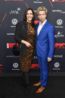 Ulrike Frank mit Begleitung bei der Verleihung der Bunte New Faces Award Style 2018 im Spindler & Klatt. Berlin, 15.11.2018