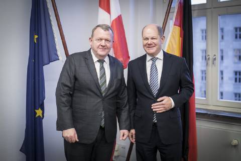 News Bilder des Tages Bundesfinanzminister Olaf Scholz (R), SPD, trifft Lars Lokke Rasmussen, Ministerpraesident von Daenemark, zu einem Gespraech im Bundesministerium der Finanzen. Berlin, 20.11.2018. Berlin Deutschland
