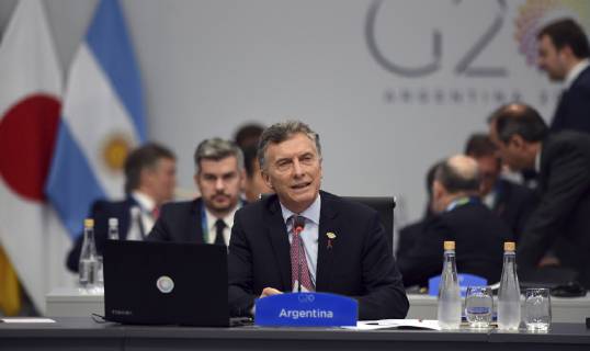 December 1, 2018 - Buenos Aires, Argentina - Argentine President Mauricio Macri during the plenary session on Day Two of the G20 Summit meeting at the Costa Salguero Center December 1, 2018 in Buenos Aires, Argentina. Buenos Aires Argentina - ZUMAp138 20181201_zaa_p138_029 Copyright: xG20xArgentinax