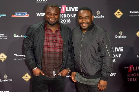 Bochum, Germany 06.12.2018, 1Live Krone 2018, Gerald Asamoah und Nelson Müller auf dem Roten Teppich der 1Live Krone ( DeFodi001