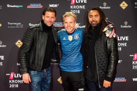 Bochum, Germany 06.12.2018, 1Live Krone 2018, Roman Weidenfeller, Daniel Danger und Patrick Owomoyela auf dem Roten Teppich der 1Live Krone ( DeFodi001