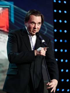 MOSCOW, RUSSIA - DECEMBER 7, 2018: General Director of the Channel One TV channel Konstantin Ernst at the 2018 Russian Geographical Society Prize award ceremony at the State Kremlin Palace. Anton Novoderezhkin TASS  TS09A544