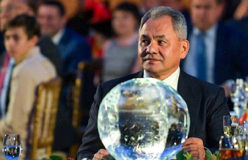 MOSCOW, RUSSIA - DECEMBER 7, 2018: Russian Geographical Society President Russia s Minister of Defence Sergei Shoigu (front) at the 2018 Russian Geographical Society Prize award ceremony at the State Kremlin Palace. Alexei Druzhinin Russian Presidential Press and Information Office TASS  TS09A533