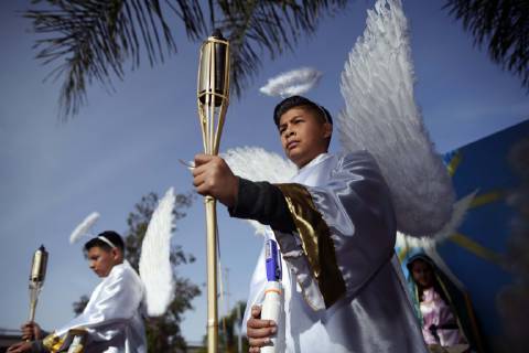 December 9, 2018 - Los Angeles, California, United States - People take part in the 87th Annual Procession and Mass in honor of Our Lady of Guadalupe in Los Angeles, California on December 9, 2018. The Catholic procession is the oldest religious procession in Los Angeles and celebrates the apparition of the Virgin Mary in Mexico in 1531. Los Angeles United States - ZUMAn230 20181209_zaa_n230_552 Copyright: xRonenxTivonyx