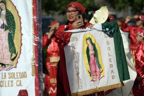 December 9, 2018 - Los Angeles, California, United States - People take part in the 87th Annual Procession and Mass in honor of Our Lady of Guadalupe in Los Angeles, California on December 9, 2018. The Catholic procession is the oldest religious procession in Los Angeles and celebrates the apparition of the Virgin Mary in Mexico in 1531. Los Angeles United States - ZUMAn230 20181209_zaa_n230_560 Copyright: xRonenxTivonyx