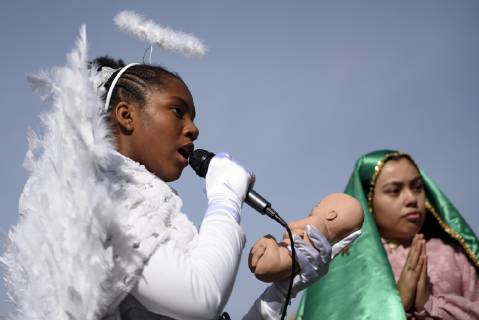 December 9, 2018 - Los Angeles, California, United States - People take part in the 87th Annual Procession and Mass in honor of Our Lady of Guadalupe in Los Angeles, California on December 9, 2018. The Catholic procession is the oldest religious procession in Los Angeles and celebrates the apparition of the Virgin Mary in Mexico in 1531. Los Angeles United States - ZUMAn230 20181209_zaa_n230_563 Copyright: xRonenxTivonyx