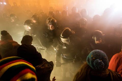 Demonstration against government because of the changes in labor law in Budapest. 2018.12.13. Photo:Vörös Szilárd