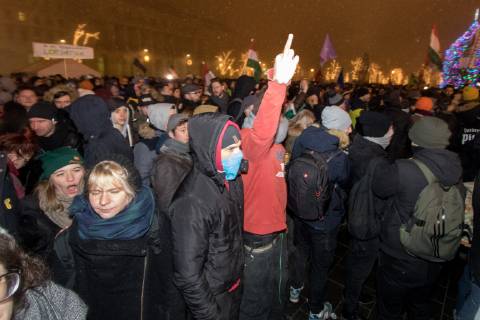Demonstration against government because of the changes in labor law in Budapest. 2018.12.13. Photo:Vörös Szilárd