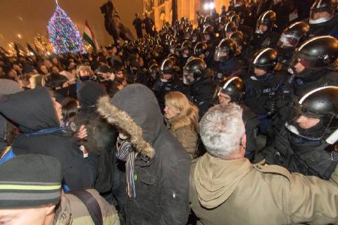 Demonstration against government because of the changes in labor law in Budapest. 2018.12.13. Photo:Vörös Szilárd