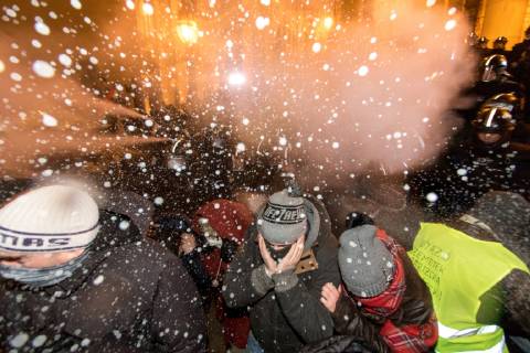Demonstration against government because of the changes in labor law in Budapest. 2018.12.13. Photo:Vörös Szilárd