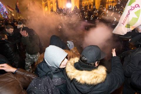 Demonstration against government because of the changes in labor law in Budapest. 2018.12.13. Photo:Vörös Szilárd