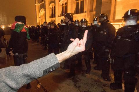Demonstration against government because of the changes in labor law in Budapest. 2018.12.13. Photo:Vörös Szilárd