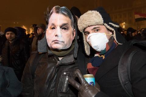 Demonstration against government because of the changes in labor law in Budapest. 2018.12.13. Photo:Vörös Szilárd