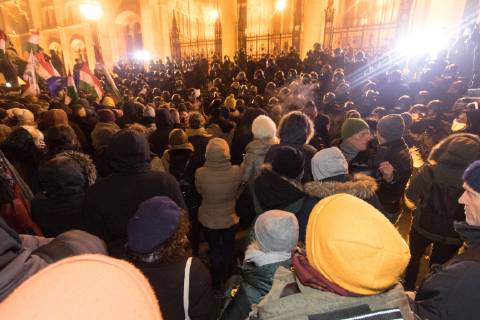 Demonstration against government because of the changes in labor law in Budapest. 2018.12.13. Photo:Vörös Szilárd