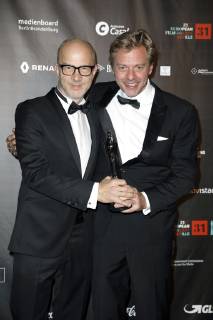 Christoph M. Kaiser und Julian Maas, Gewinner beste Komposition, bei der Verleihung des 31. Europäischen Filmpreises 2018 im Teatro de la Maestranza. Sevilla, 15.12.2018
