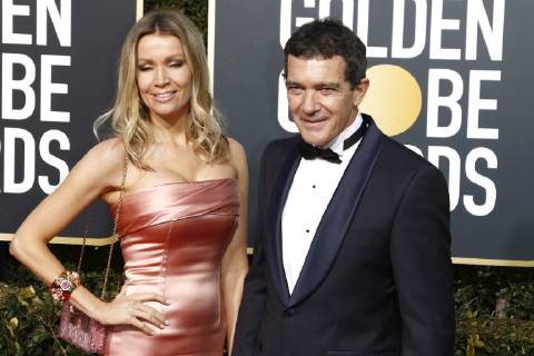 Antonio Banderas mit Lebenspartnerin Nicole Kimpel bei der Verleihung der 76. Golden Globe Awards im Beverly Hilton Hotel. Beverly Hills, 06.01.2019