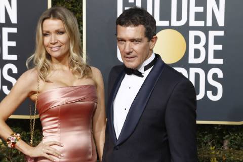 Antonio Banderas mit Lebenspartnerin Nicole Kimpel bei der Verleihung der 76. Golden Globe Awards im Beverly Hilton Hotel. Beverly Hills, 06.01.2019