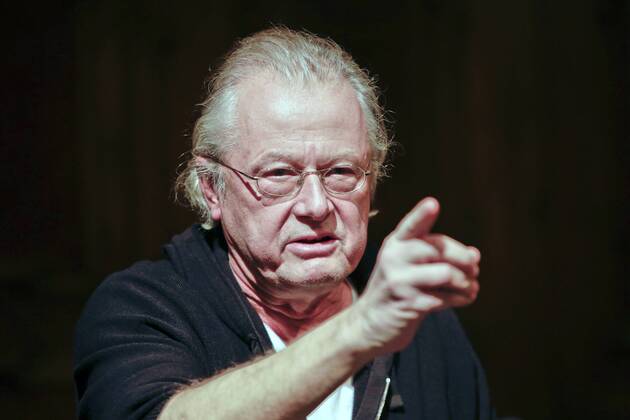 14.01.2019, Berlin, Deutschland - Pressekonferenz mit Frank Castorf zu seinem neuen Theaterstueck Galileo Galilei. Das Theater und die Pest. Von und nach Bertolt Brecht. Premiere am 19. Januar 2019 im Berliner Ensemble. Foto: Theaterregisseur Frank Castorf, anlaesslich einer Pressekonferenz im Berliner Ensemble.