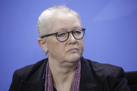 15.01.2019, Berlin, Deutschland - Pressekonferenz zur Vorstellung der Plaene fuer einen Erweiterungsbau des Bundeskanzleramtes mit BM Helge Braun, den Architekten Axel Schultes und Charlotte Frank sowie der Praesidentin des Bundesamtes fuer Bauwesen und Raumordnung, Petra Wesseler. Foto: Charlotte Frank, Architektin.