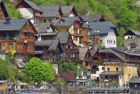Ortsansicht Hallstatt am Hallstättersee, typische Holzhäuser, Salzkammergut, Dachsteinregion, Oberösterreich, Österreich, Europa Copyright: imageBROKER/NLBFoto iblslg04819543