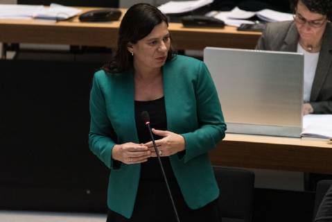 Senatorin f??r Bildung, Jugend und Familie: Sandra Scheeres (SPD) spricht waehrend der Plenarsitzung im Berliner Abgeordnetenhaus mit der Sitzungs-Nr. 36 am 24.01.2019 in Berlin, Deutschland.