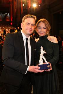 Sebastian Bezzel und Lisa Maria Potthoff, Verleihung des Bayerischen Filmpreis 2019 im Prinzrengententheater in Muenchen am 25.01.2018
