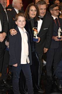 Julius Weckauf, Caroline Link und Hape Kerkeling bei der Verleihung des 40. Bayerischen Filmpreises 2018 im Prinzregententheater. München, 25.01.2019