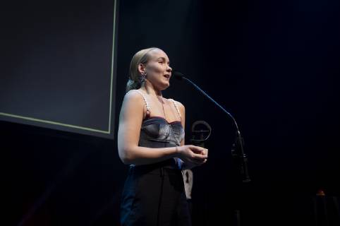 Robert-Priserne Verleihung in Kopenhagen Jessica Dinnage modtager en Robert for bedste kvindelig birolle for sin rolle i Den Skyldige ved uddelingen i Koebenhavn, soendag 3 februar 2019.. , Copenhagen Denmark Copyright: Scanpix LiselottexSabroex COP102 spdk20190203-194118-L