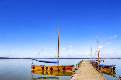 Germany, Steinhude, Moored boats at Steinhuder Meer  PUF01329
