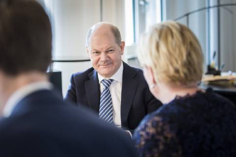 Bundesfinanzminister Olaf Scholz (L), SPD, trifft sich mit Siv Jensen (R), Finanzministerin von Norwegen, in Berlin, 20.02.2019. Berlin Germany Copyright: xFlorianxGaertnerx