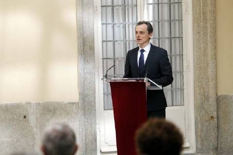 Spanish King Felipe VI and Queen Letizia Ortiz during the International Research Prize in the El Pardo Palace in Madrid on Wednesday 21 February 2019 Cordon Press
