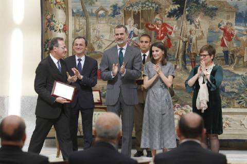 Spanish King Felipe VI and Queen Letizia Ortiz during the International Research Prize in the El Pardo Palace in Madrid on Wednesday 21 February 2019 Cordon Press