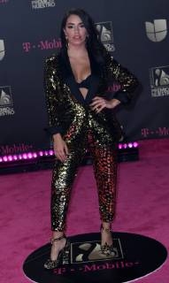 Lali walks the red carpet at the Univision 2019 Premio Lo Nuestro a La Moesica Latina award show at the American Airlines Arena in Miami,Florida, February 21, 2019.  MIA20190221161 GARYxIxROTHSTEIN