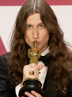 Ludwig Goransson, winner of Best Music (Original Score) for Black Panther, appears backstage with his Oscar during the 91st annual Academy Awards at Loews Hollywood Hotel in the Hollywood section of Los Angeles on February 24, 2019.  LAP20190224750r JOHNxANGELILLO