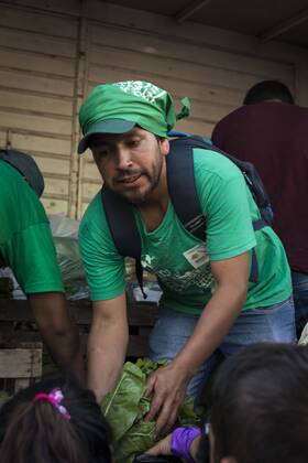 February 27, 2019 - City Of Buenos Aires, City of Buenos Aires, Argentina - INT. 2019, February 27. City of Buenos Aires, Argentina.- Small producers give away on 2019 February 27, 20 thousands kilos of vegetables, called Verdurazo, in Plaza de Mayo, City of Buenos Aires, claiming for improvements to small farmers and against hunger. The last February 15, they were repressed when they tried to sell vegetables at an accessible and fair price in Constitucion neighborhood, in City of Buenos Aires. City Of Buenos Aires Argentina - ZUMAf135 20190227_zap_f135_014 Copyright: xJulietaxFerrariox
