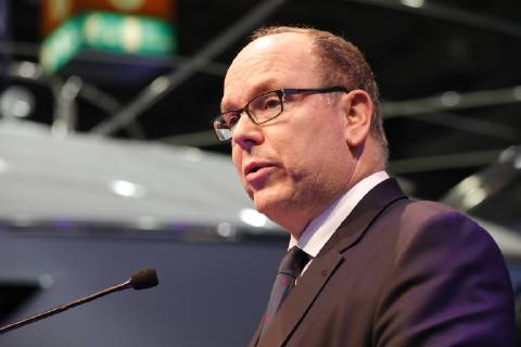 21.01.2019. Fürst Albert II von Monaco bei der Verleihung des ocean tribute award 2019 auf der 50. boot in Düsseldorf. Düsseldorf Messehalle 6 Nordrhein-Westfalen Deutschland