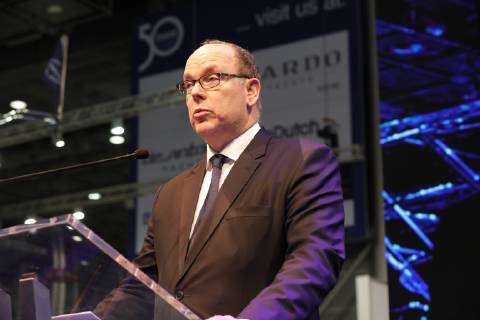 21.01.2019. Fürst Albert II von Monaco bei der Verleihung des ocean tribute award 2019 auf der 50. boot in Düsseldorf. Düsseldorf Messehalle 6 Nordrhein-Westfalen Deutschland