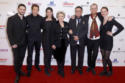 Arne Rudolf, Joris Gratwohl, Sara Turchetto, Marie-Luise Marjan, Hans W. Geißendörfer, Georg Uecker und Cosima Viola bei der Verleihung vom 14. Steiger Award 2019 im Casino Zollverein. Essen, 16.03.2019